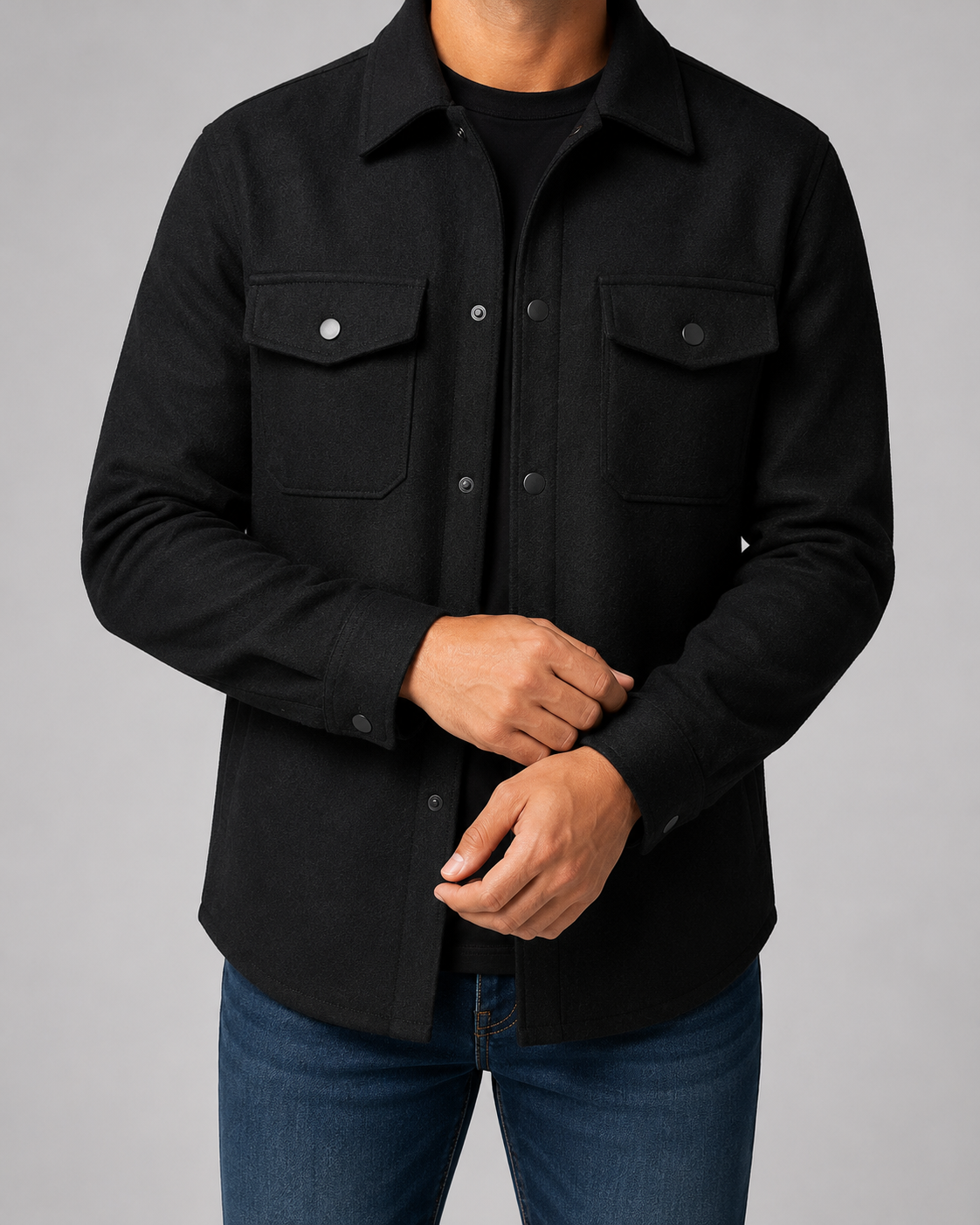 Men's Wool-Blend Utility Overshirt