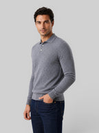 Men's Wool Knit Polo Sweater - Long Sleeve