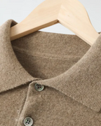 Men's Wool Knit Polo Sweater - Long Sleeve