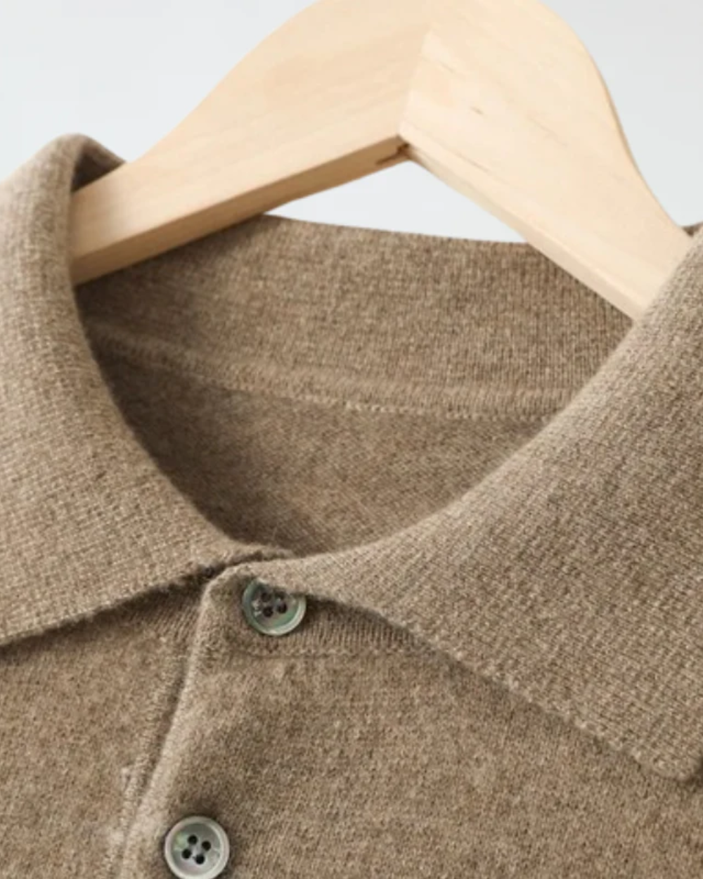 Men's Wool Knit Polo Sweater - Long Sleeve