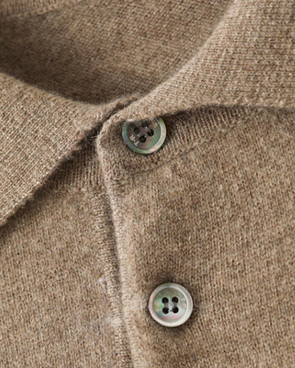 Men's Wool Knit Polo Sweater - Long Sleeve