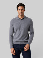 Men's Wool Knit Polo Sweater - Long Sleeve