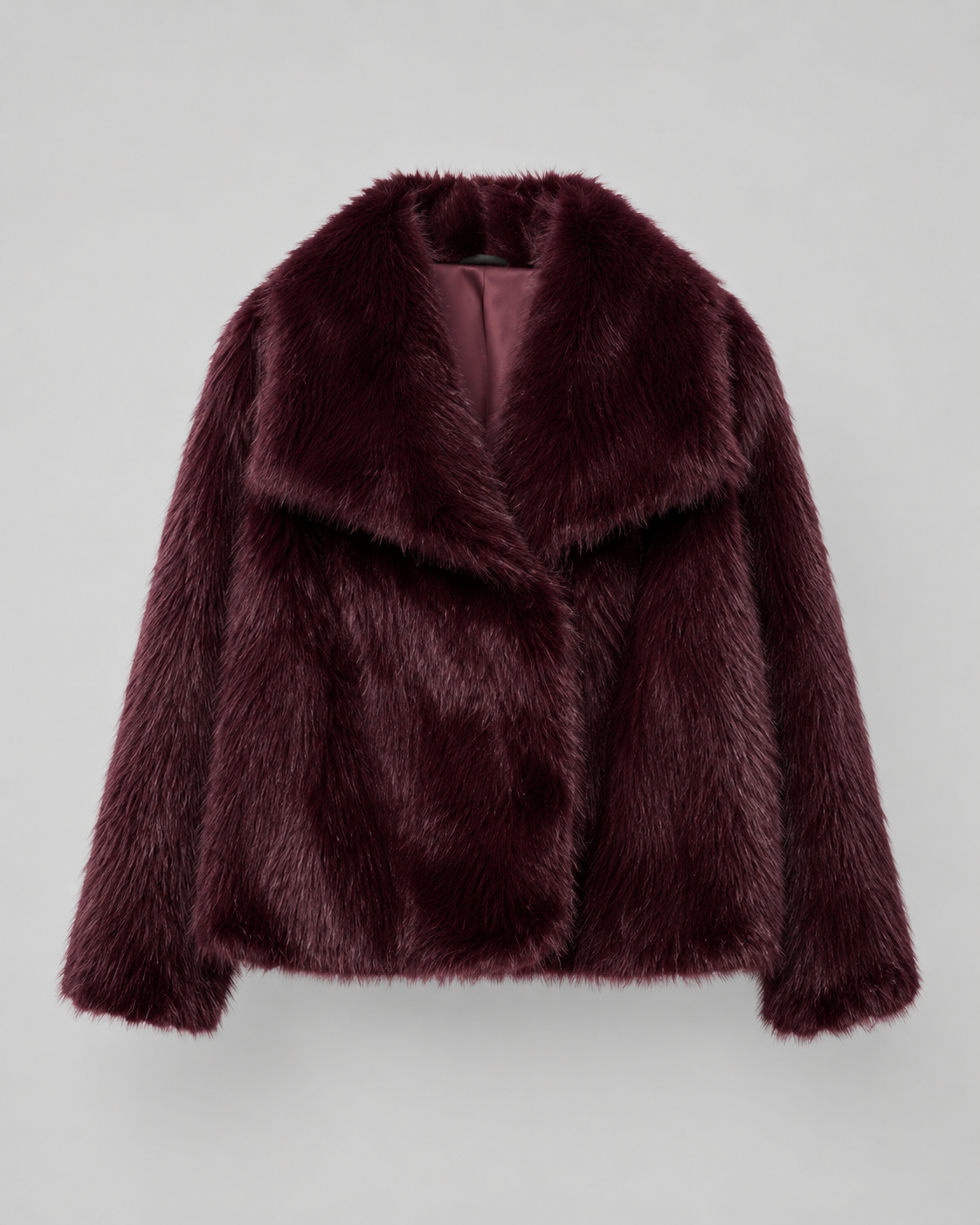 Plush Fur Cropped Jacket Wide Collar
