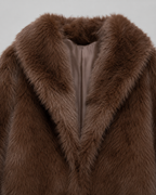 Plush Fur Cropped Jacket Wide Collar