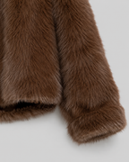 Plush Fur Cropped Jacket Wide Collar