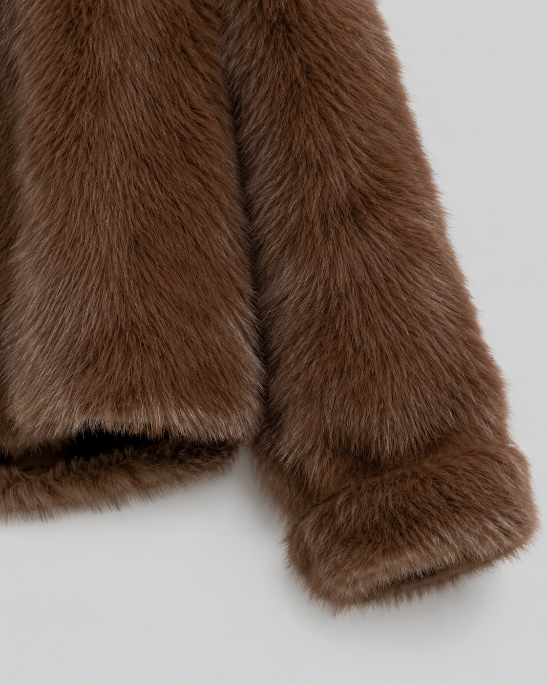 Plush Fur Cropped Jacket Wide Collar
