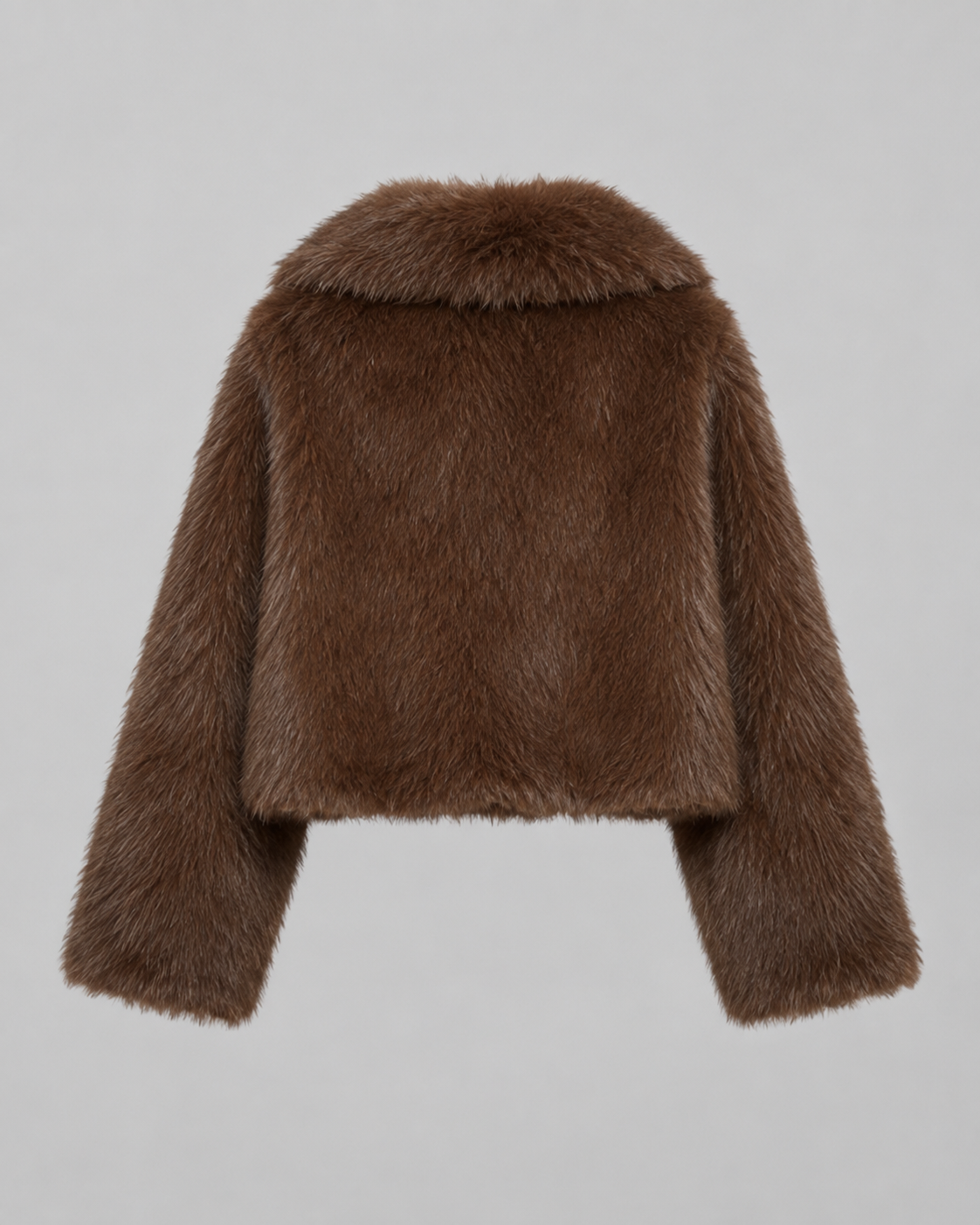 Plush Fur Cropped Jacket Wide Collar