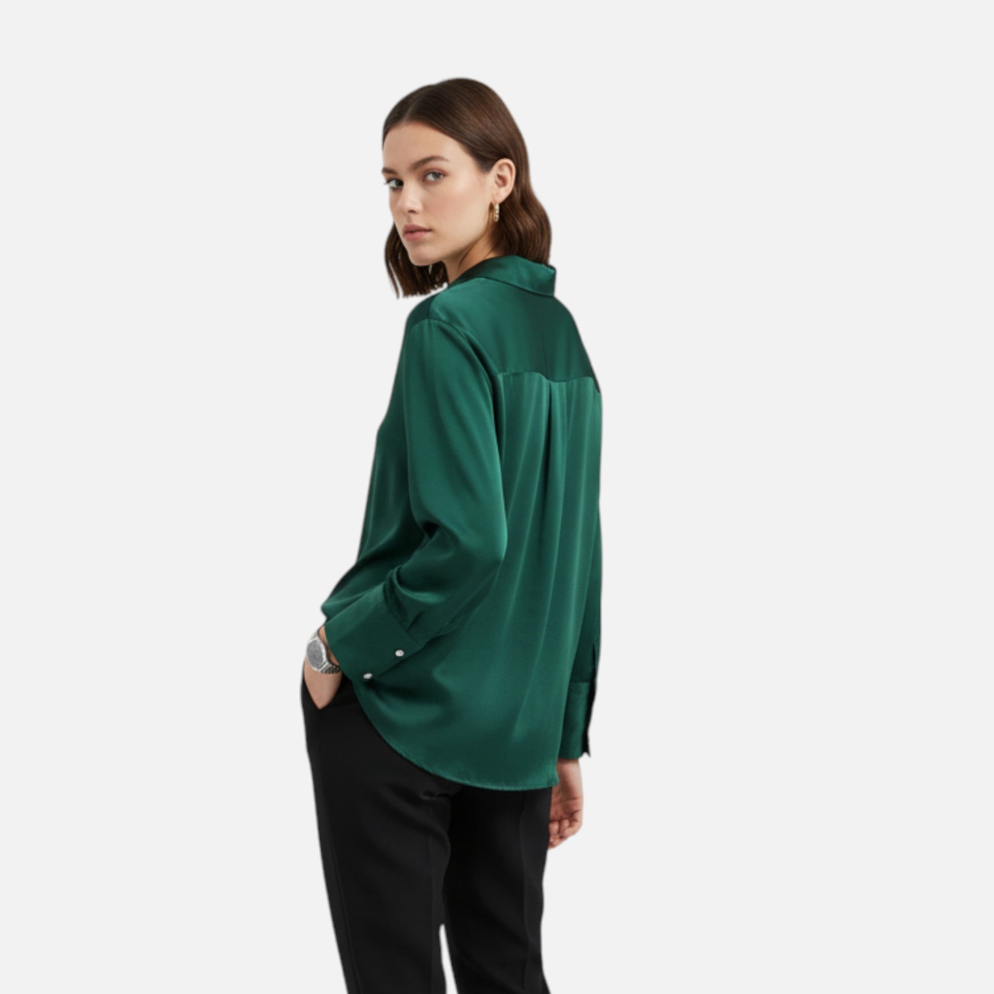 Women's Button-Front Long Sleeve Blouse - Classic Fit