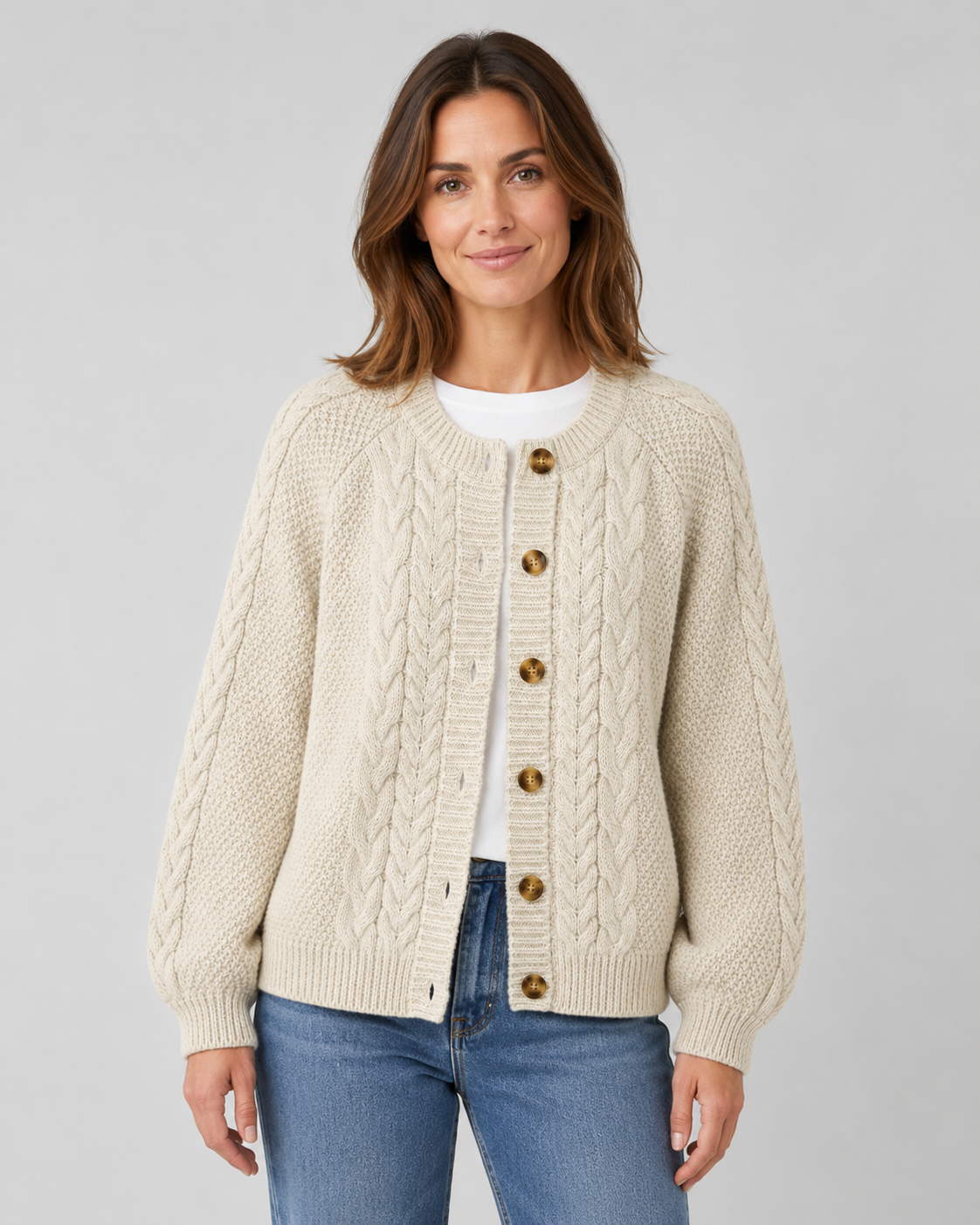 Women's Cable-Knit Button-Front Cardigan