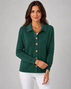 Women's Collared Button-Up Knit Cardigan