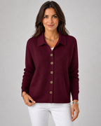 Women's Collared Button-Up Knit Cardigan