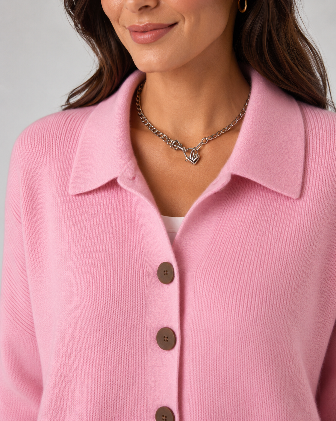 Women's Collared Button-Up Knit Cardigan