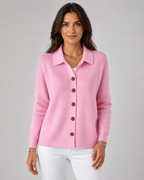 Women's Collared Button-Up Knit Cardigan