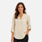 Women's Draped V-Neck Blouse