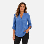 Women's Draped V-Neck Blouse