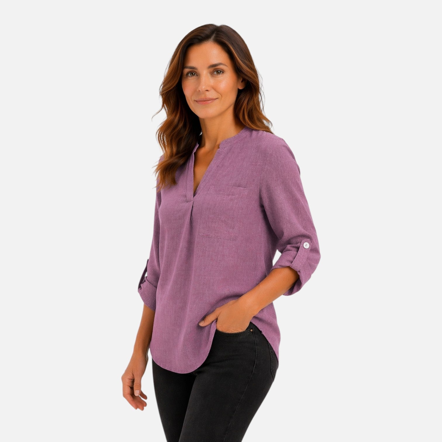Women's Draped V-Neck Blouse
