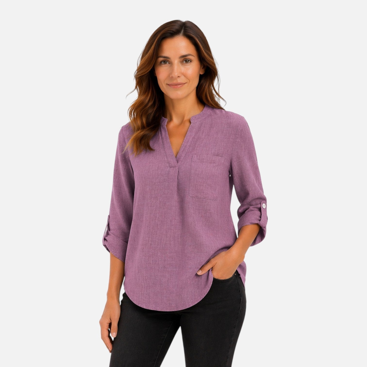 Women's Draped V-Neck Blouse