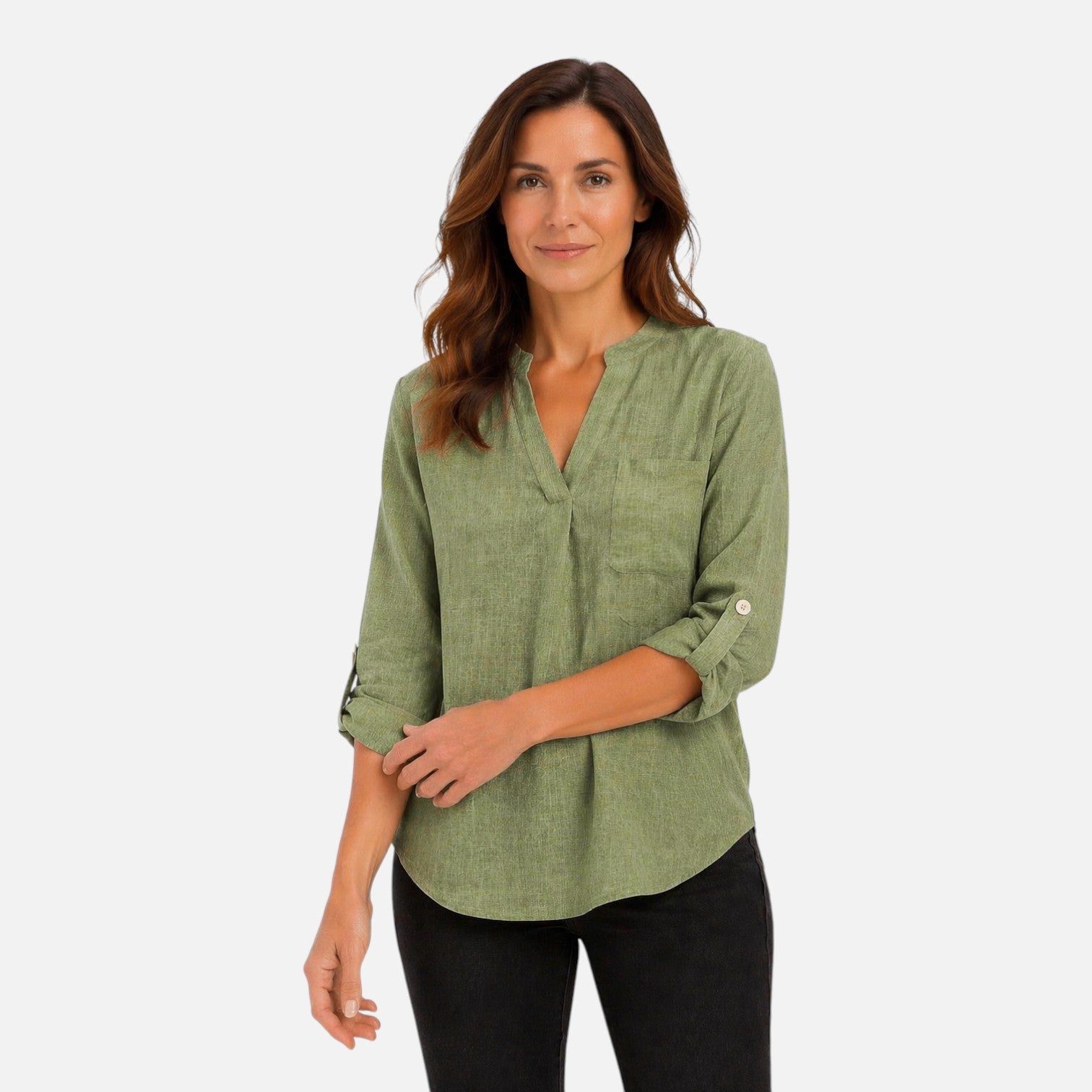 Women's Draped V-Neck Blouse