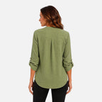 Women's Draped V-Neck Blouse