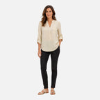 Women's Draped V-Neck Blouse