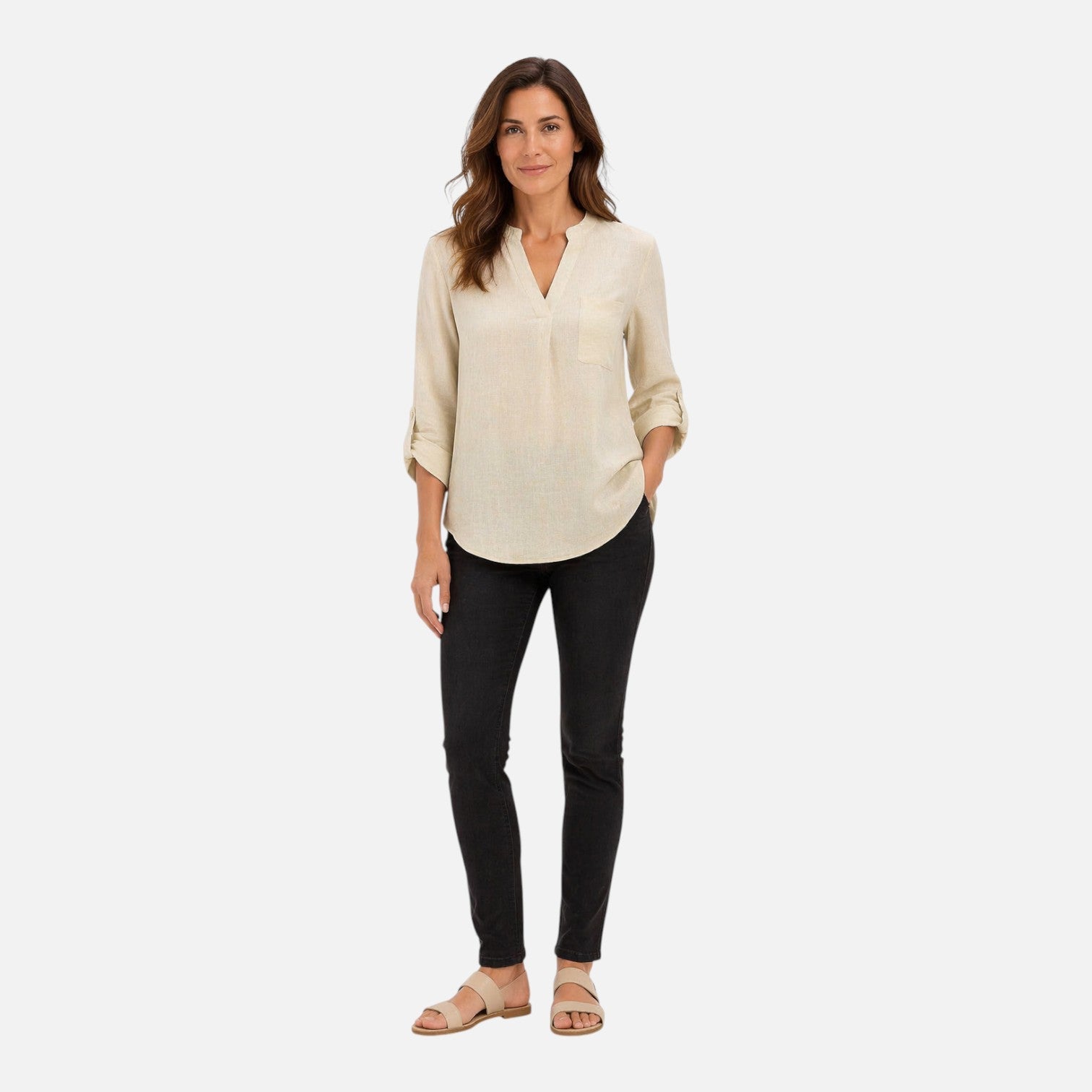 Women's Draped V-Neck Blouse