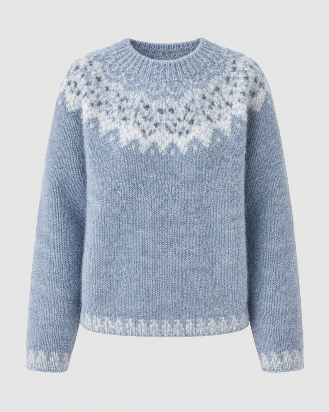 Women's Fair Isle Knit Sweater - Crew Neck Relaxed Fit