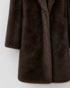 Women's Longline Fur Coat with Wide Collar