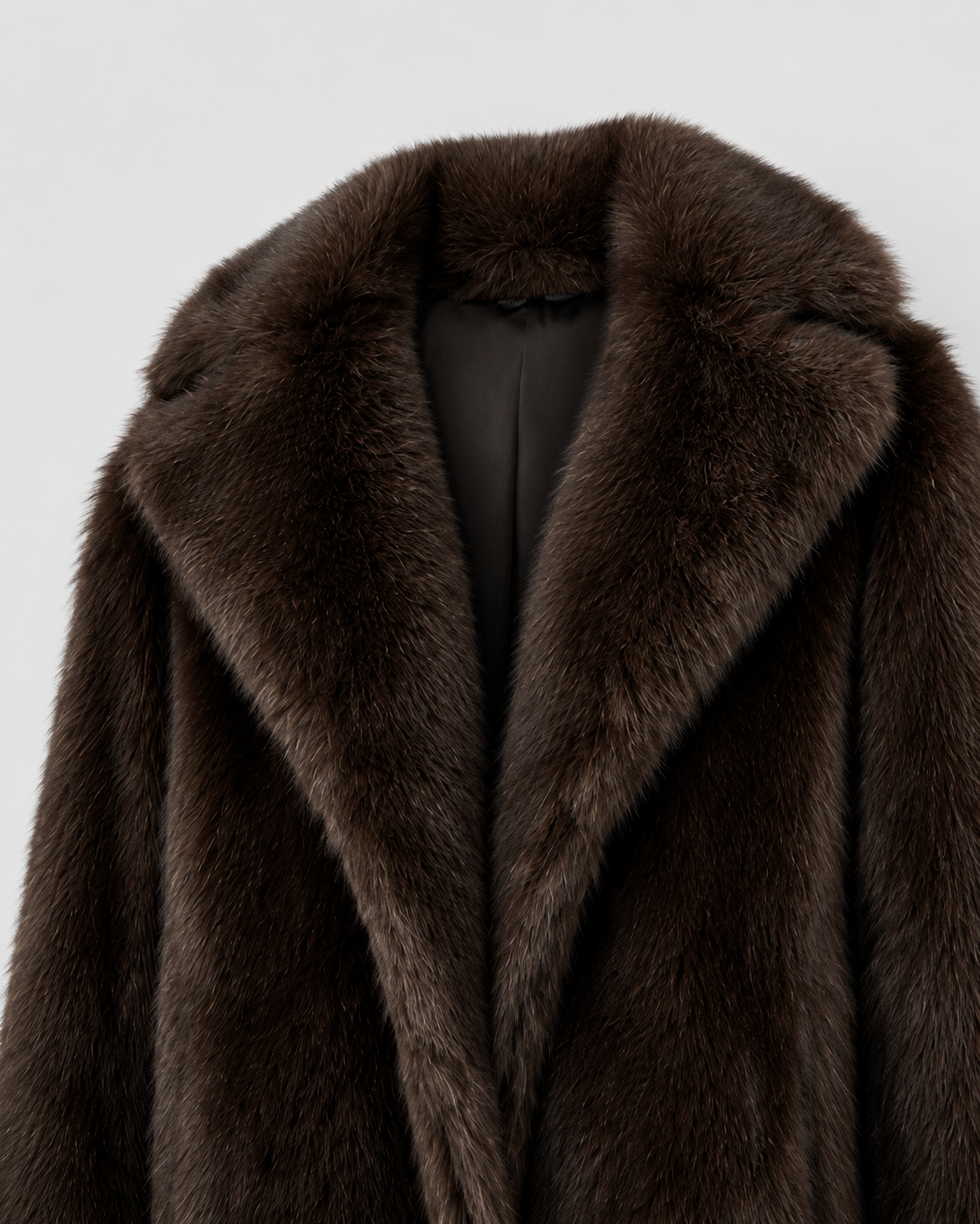 Women's Fur Long Coat with Wide Collar