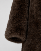 Women's Longline Fur Coat with Wide Collar