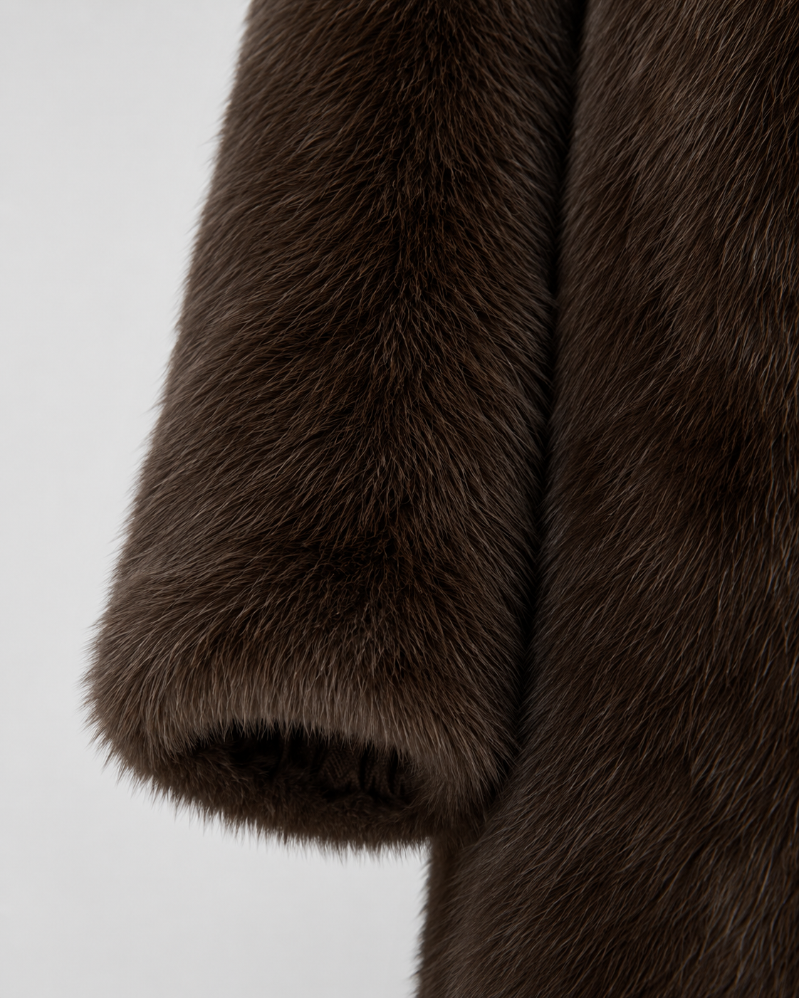 Women's Fur Long Coat with Wide Collar