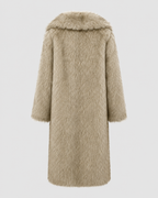 Women's Longline Fur Coat with Wide Collar