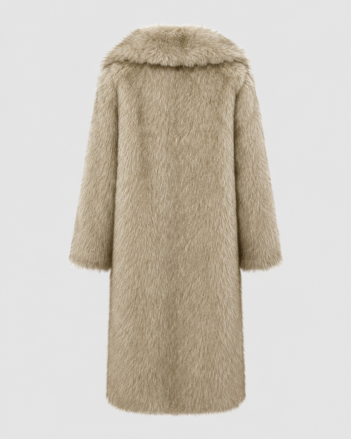 Women's Longline Fur Coat with Wide Collar