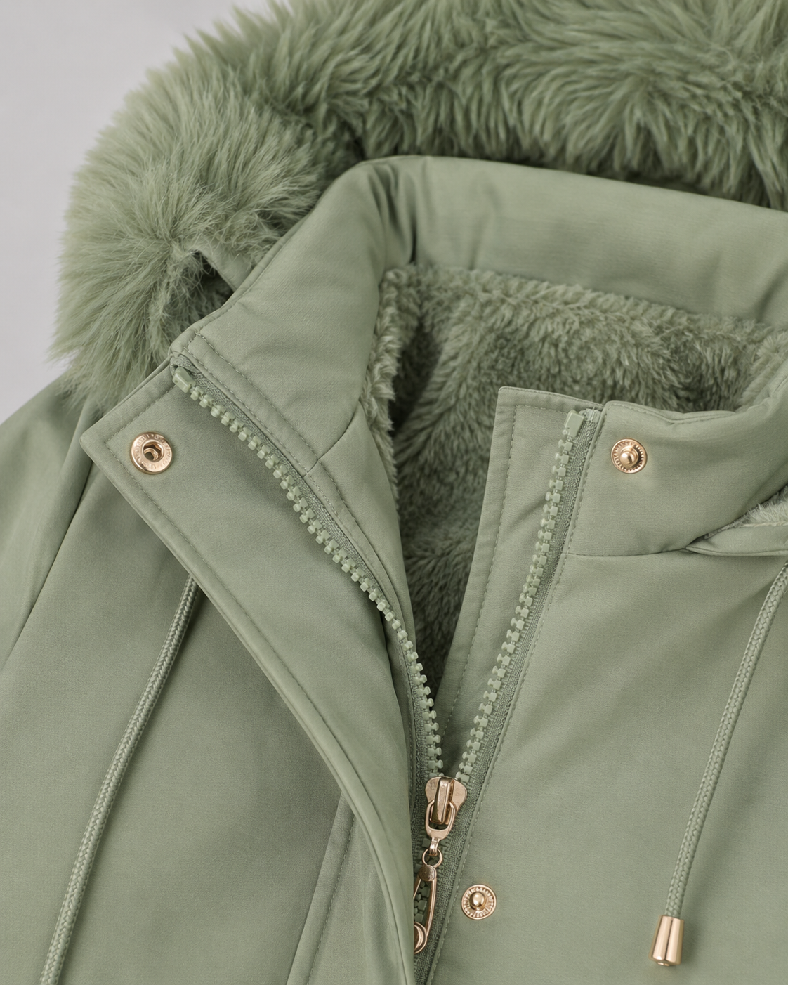Women's Fleece-Lined Fur Hooded Parka