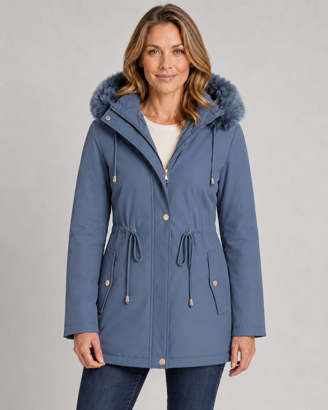 Women's Fleece-Lined Fur Hooded Parka