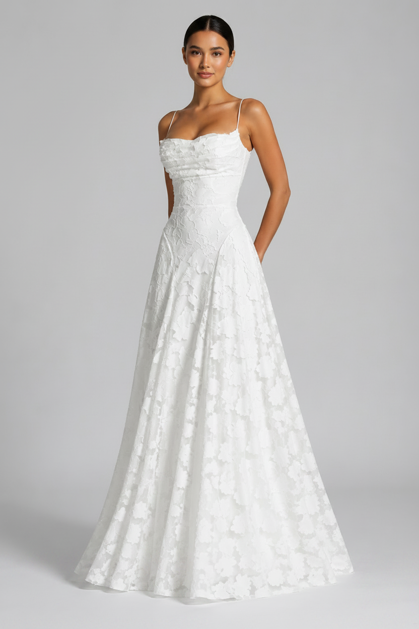 Women's Floral Lace Maxi Dress - Formal Occasion Wear