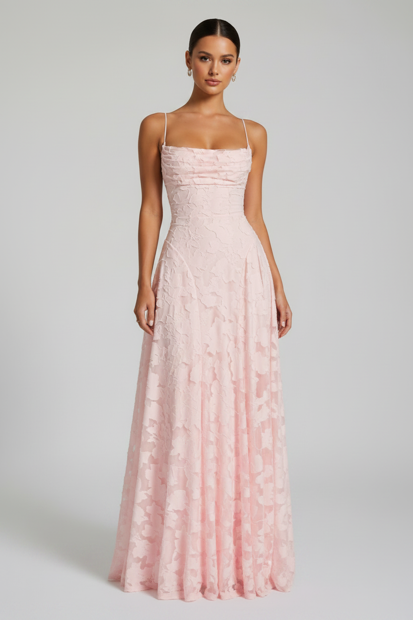 Women's Floral Lace Maxi Dress - Formal Occasion Wear