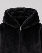 Women's Fluffy Faux Fur Hooded Jacket Full Zip