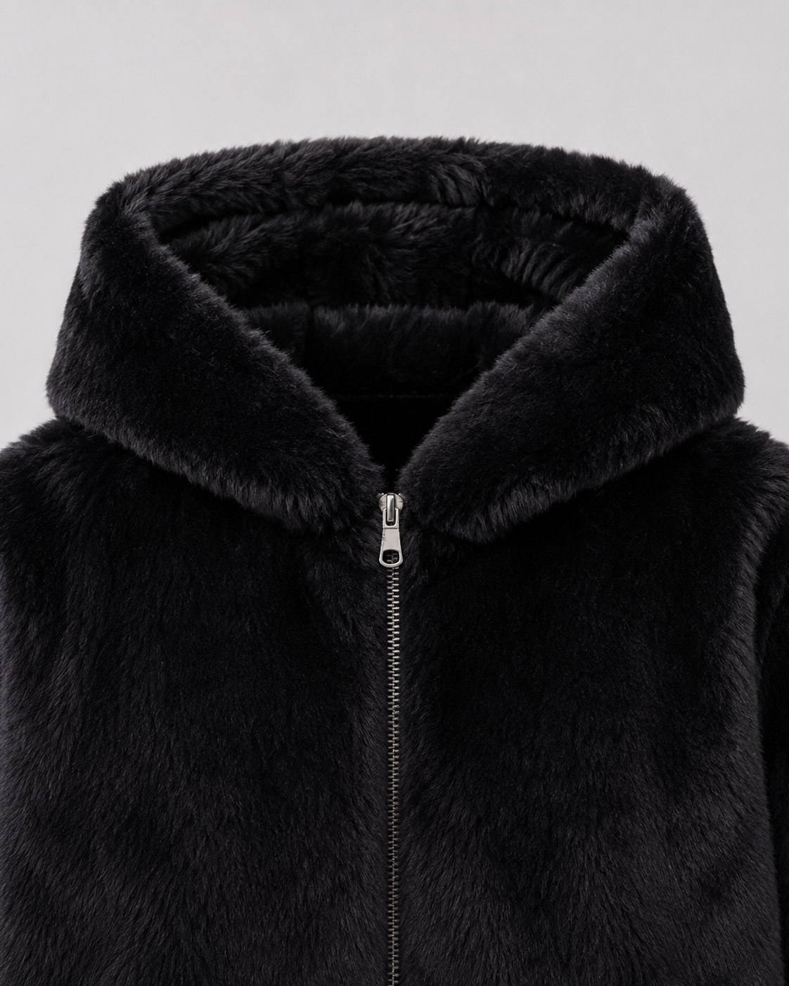 Women's Fluffy Faux Fur Hooded Jacket Full Zip