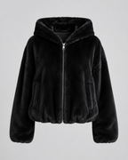 Women's Fluffy Faux Fur Hooded Jacket Full Zip