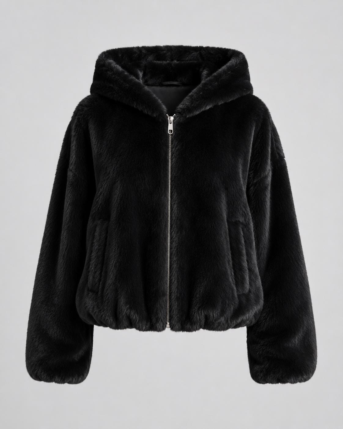 Women's Fluffy Faux Fur Hooded Jacket Full Zip