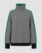 Women's Colorblock Herringbone Turtleneck Sweater