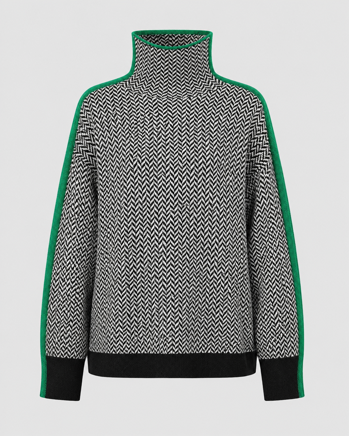 Women's Colorblock Herringbone Turtleneck Sweater