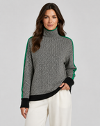 Women's Colorblock Herringbone Turtleneck Sweater