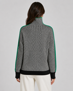 Women's Colorblock Herringbone Turtleneck Sweater