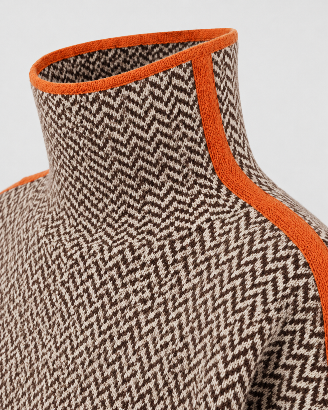 Women's Colorblock Herringbone Turtleneck Sweater
