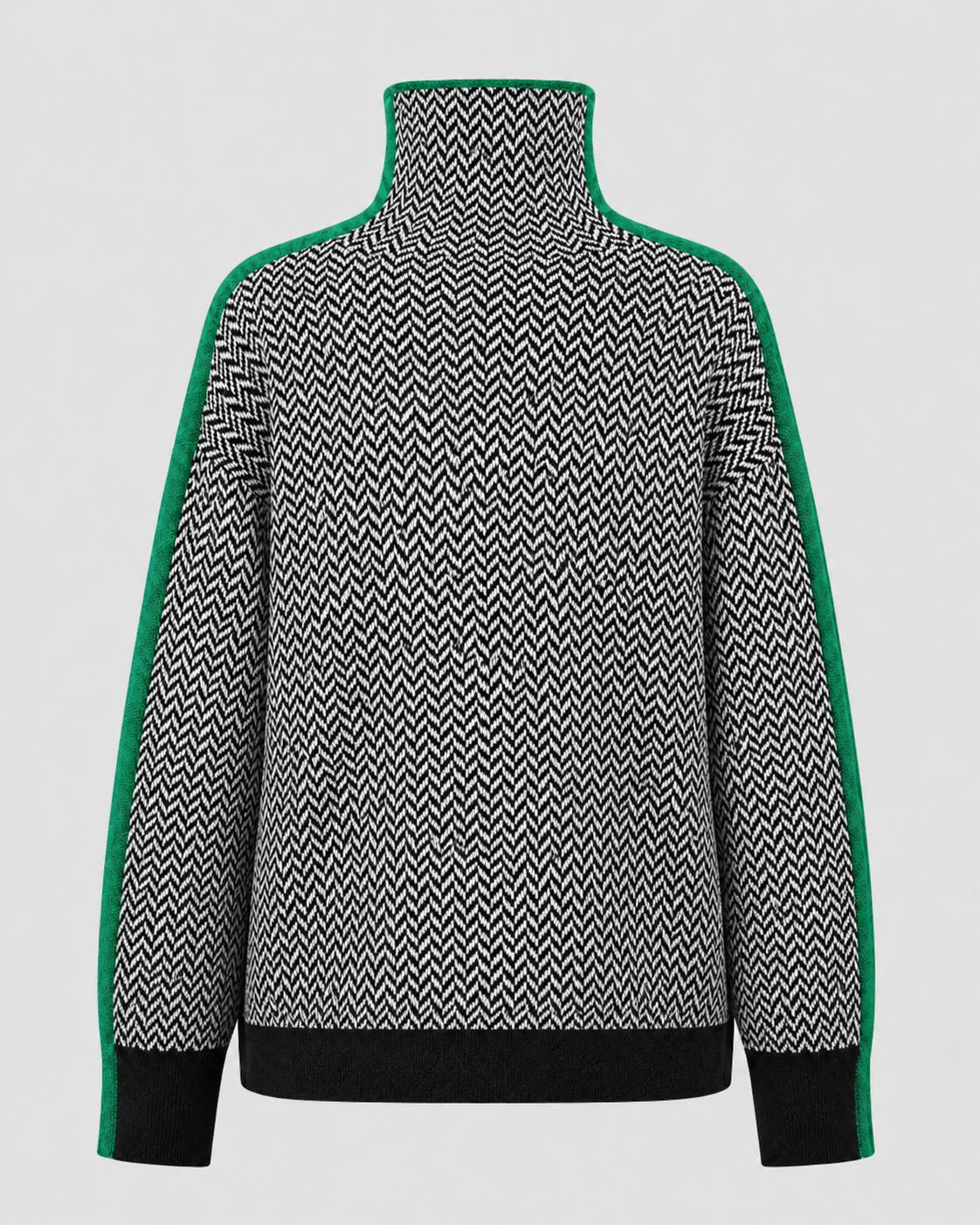 Women's Colorblock Herringbone Turtleneck Sweater