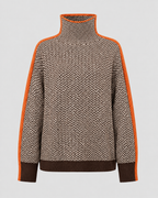 Women's Colorblock Herringbone Turtleneck Sweater