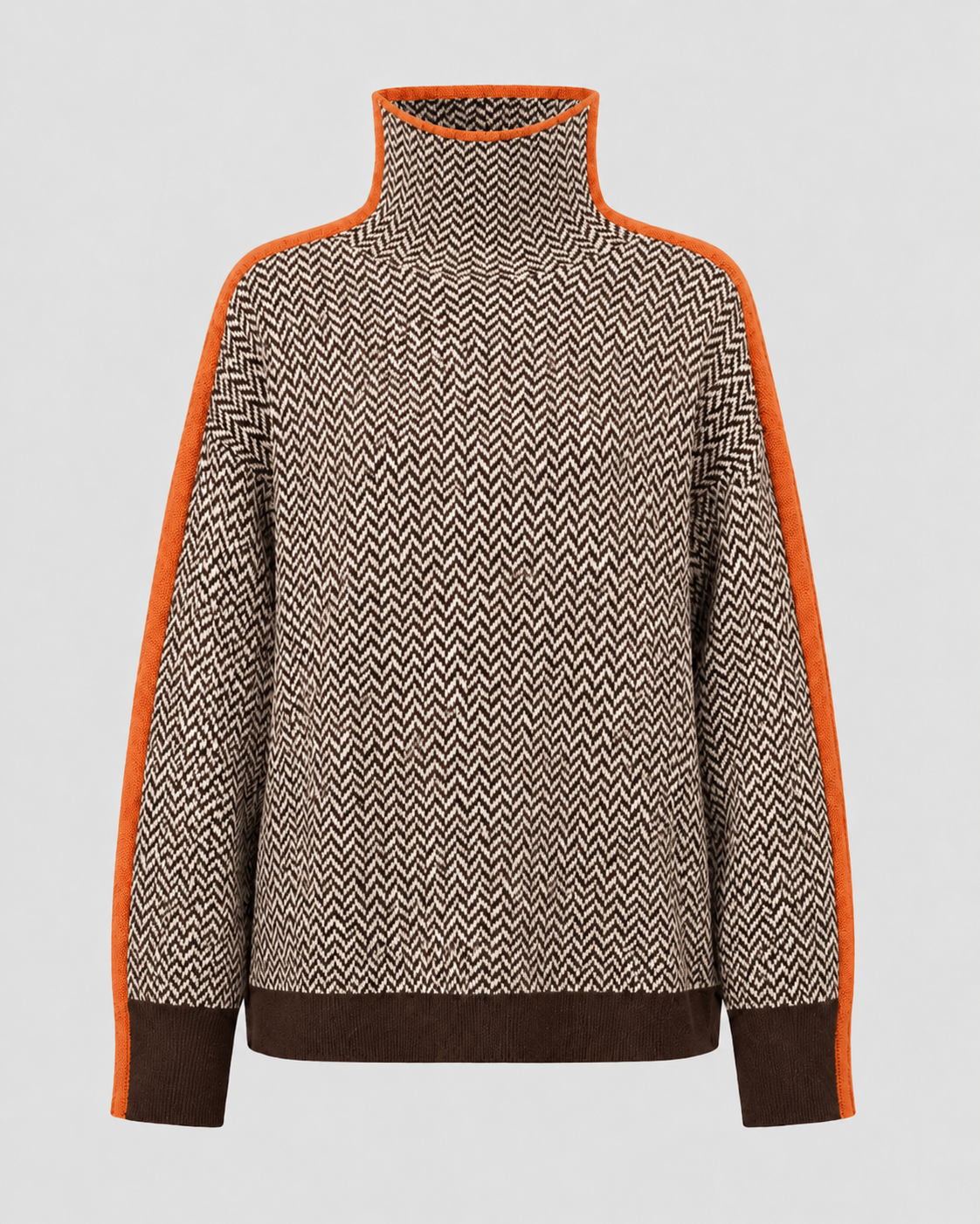 Women's Colorblock Herringbone Turtleneck Sweater