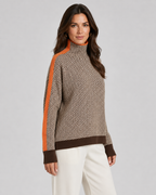 Women's Colorblock Herringbone Turtleneck Sweater