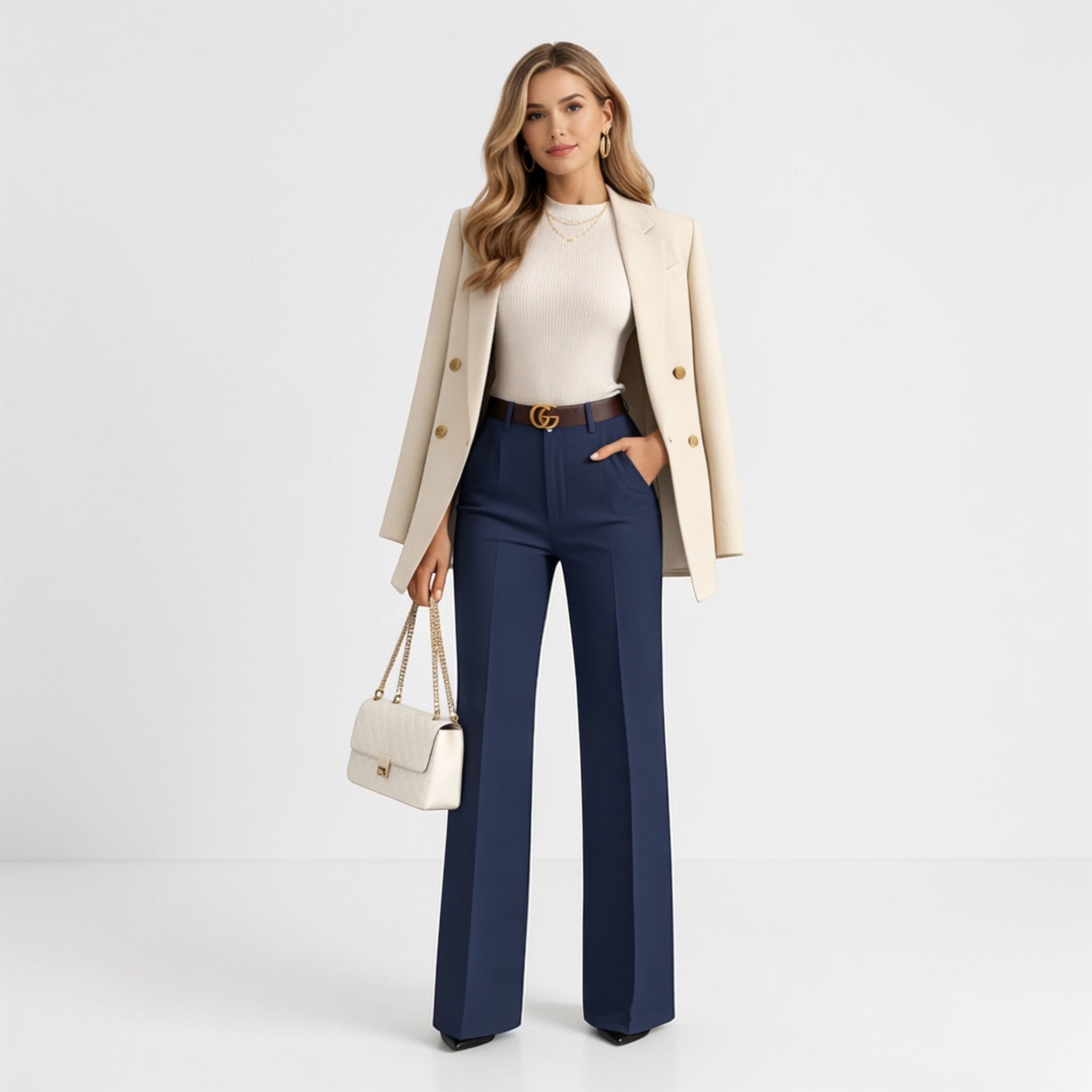 Women's Wide-Leg High-Rise Tailored Trousers